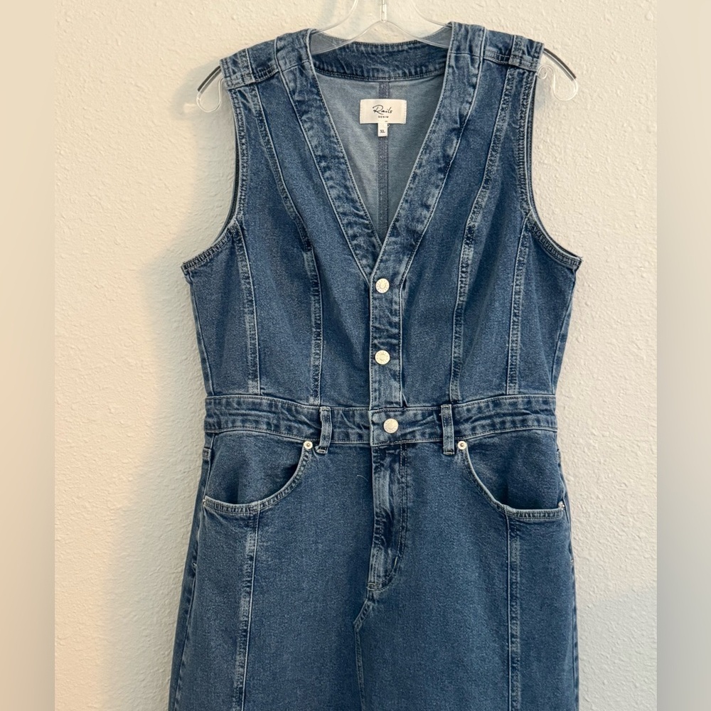 Rails Westwood Denim Midi Dress Blue Stone Wash size XL - Picture 3 of 15